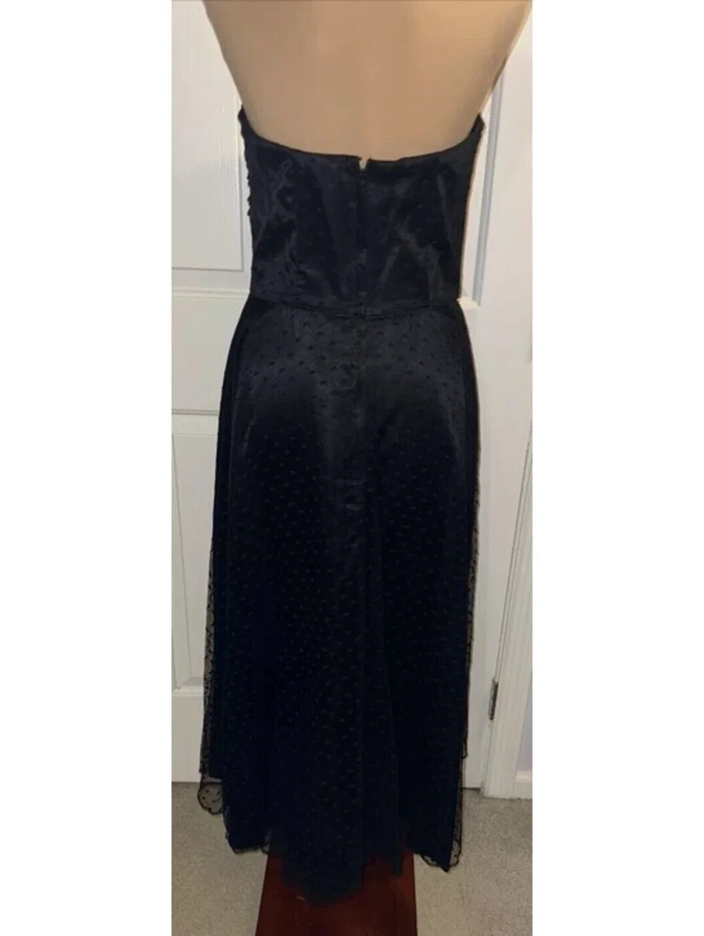 Scott Mcclintock Strapless Swiss Dot Mesh Flowy Overlay Dress Size 10 Chic Goth
